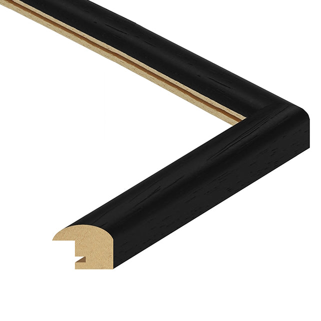 Die Ecke des Rahmens in Gold zeigt das runde Rahmenprofil im Querschnitt