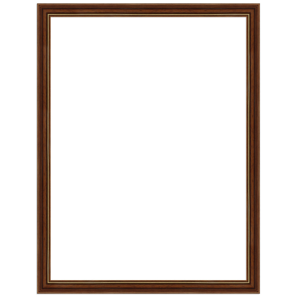 Klassischer brauner Holzrahmen mit feiner Goldkante – eleganter Bilderrahmen für Fotos, Kunstprints und stilvolle Wanddekoration.