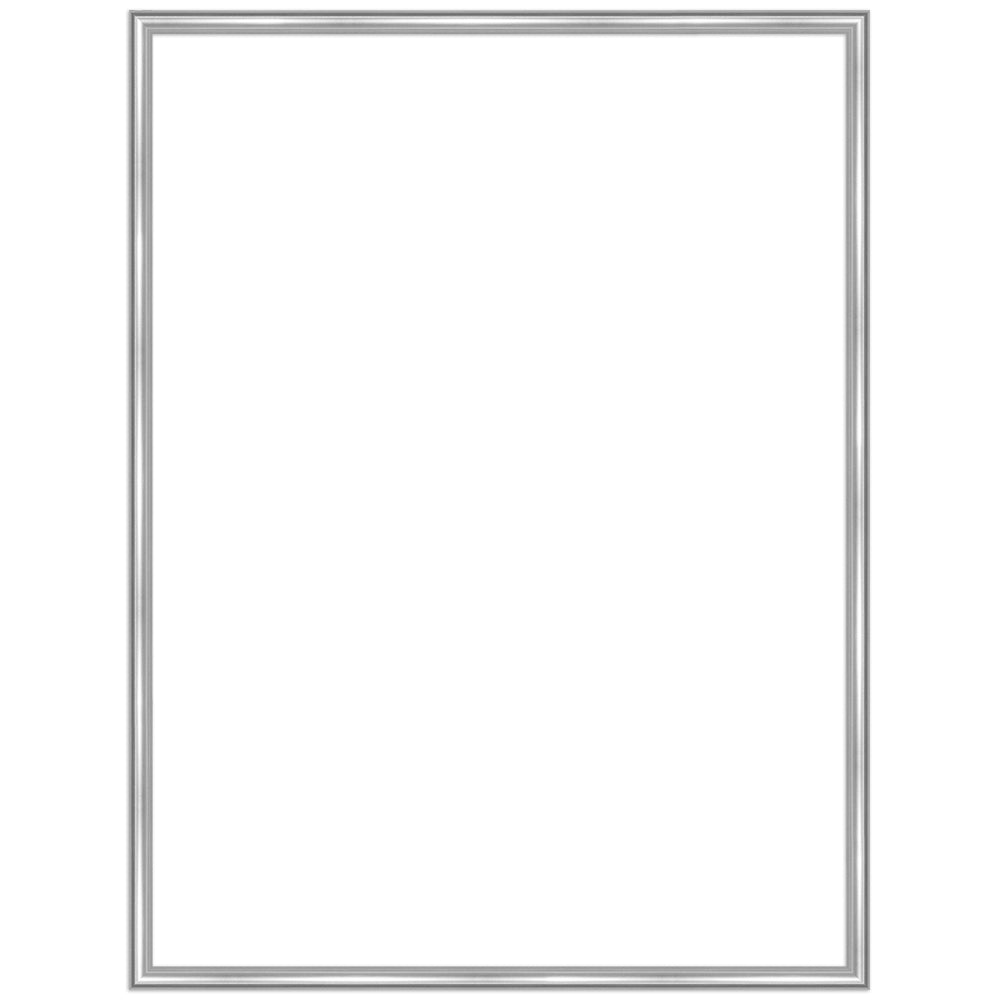 Schlanker Bilderrahmen aus mattsilbernem Kunststoff, modern und elegant für Fotos, Poster oder Kunstprints.
