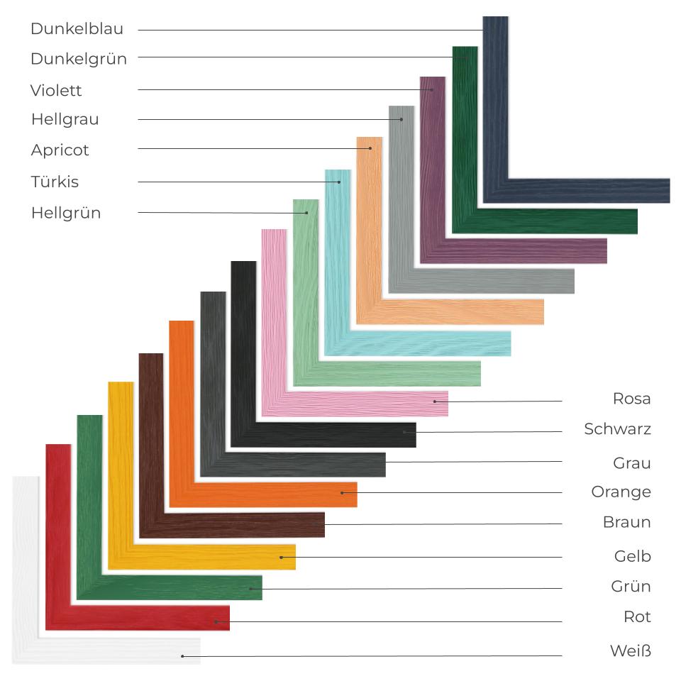 Darstellung aller verfügbaren Farben für den Holzbilderrahmen H300