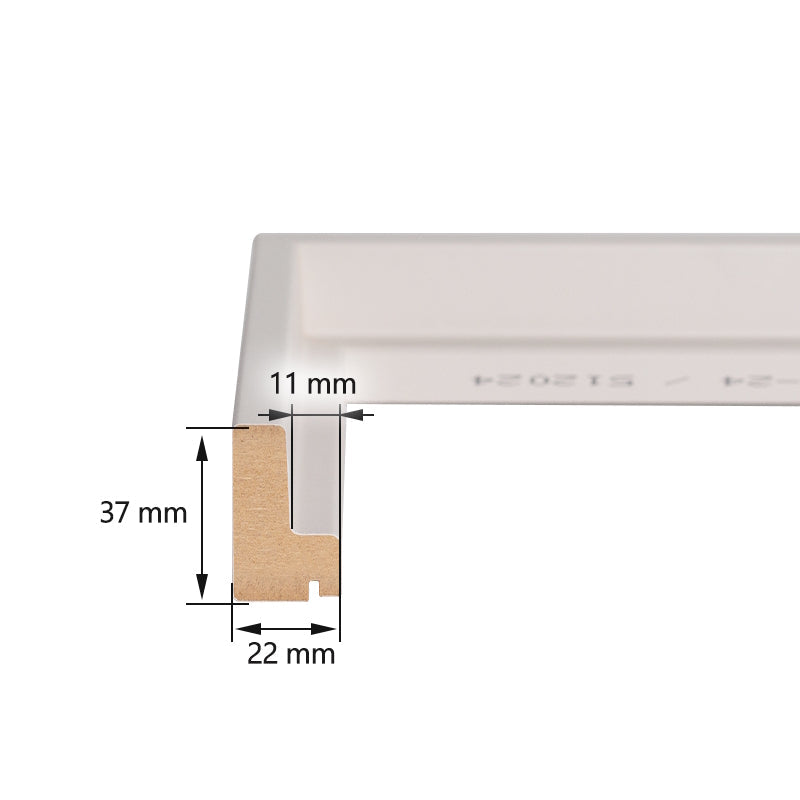 Technische Zeichnung eines Schattenfugenrahmen-Profils mit detaillierten Millimeter-Angaben zur Einbautiefe von Keilrahmen