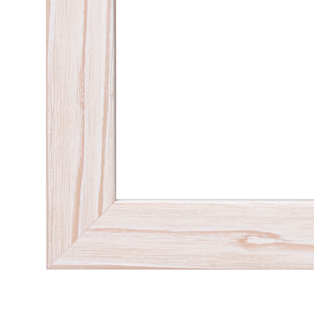 Massivholz Bilderrahmen in Fichte weiß gebürstet, Echtholz Rahmen mit hochwertiger Verarbeitung mit klarer Maserung und minimalistischem Design.