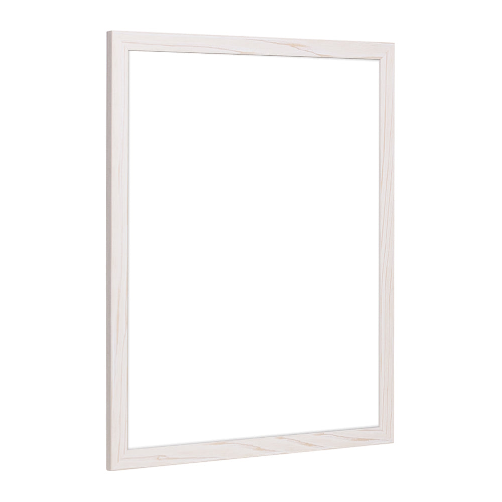 Seitenansicht eines Massivholz Rahmens in Fichte weiß gebürstet