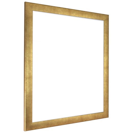 Bilderrahmen im Farbton Gold ohne Bild zeigt von der Seite das leicht runde Rahmenprofil