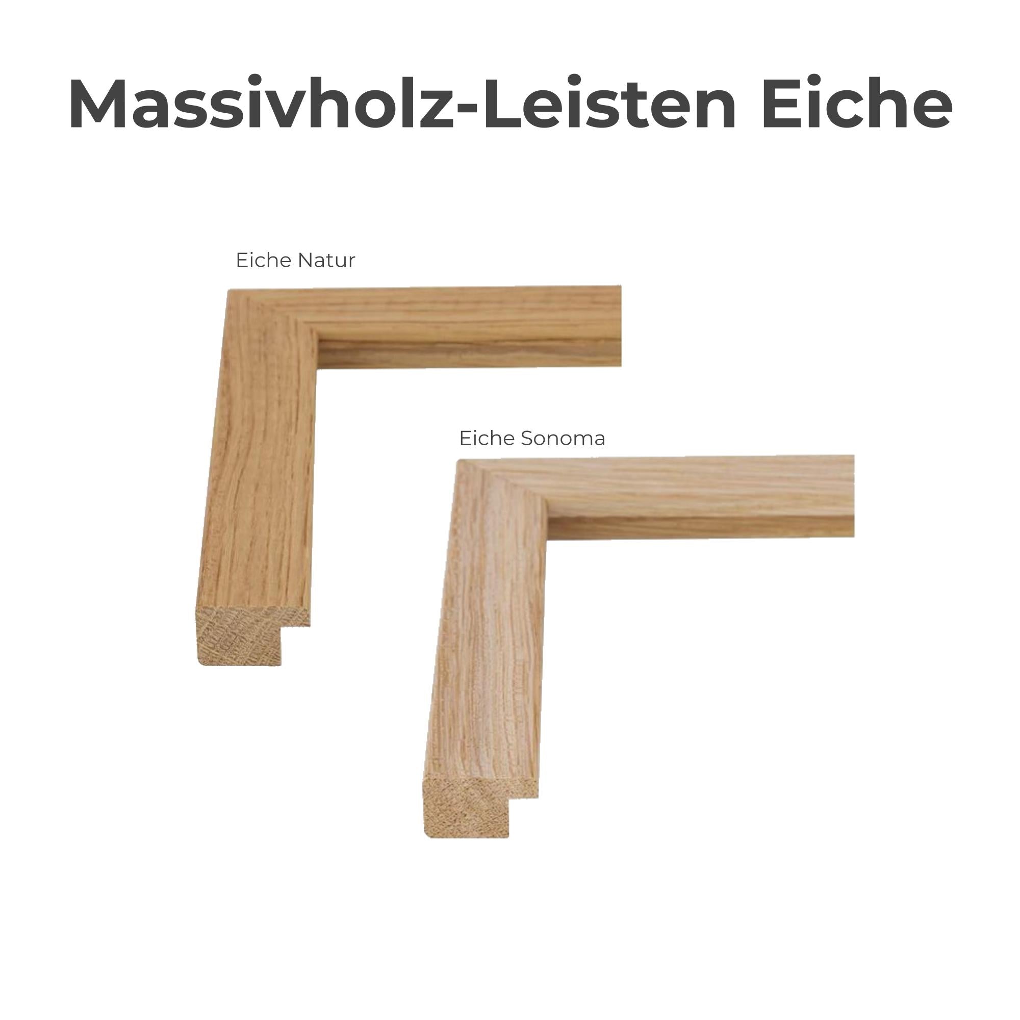 Der Bilderrahmen ist in zwei verschiedenen Eichentönen verfügbar, Eiche Natur und Eiche Sonoma