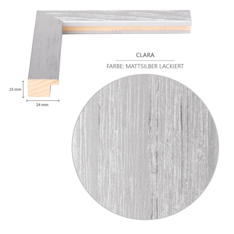 Doppelglasrahmen CLARA Fichte Mattsilber