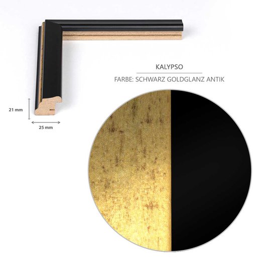 DIN-Rahmen Kalypso Schwarz Goldglanz Antik
