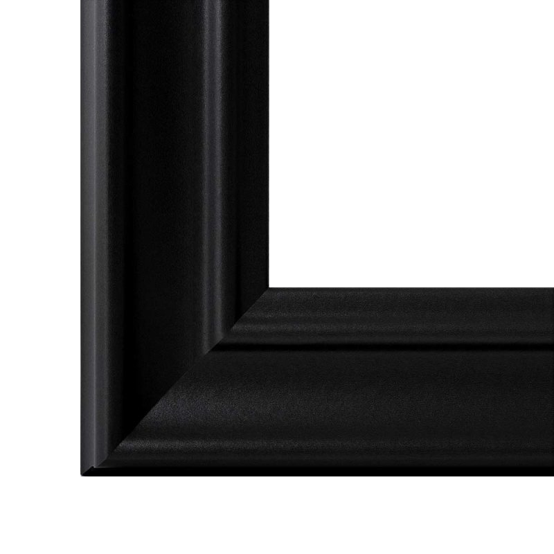 Gehrung eines Barock Bilderrahmens in Schwarz matt mit hochwertiger Dekorfolie und einer hochwertigen Verarbeitung