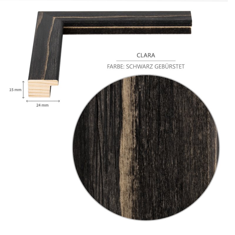 Doppelglasrahmen CLARA Fichte Schwarz gebürstet