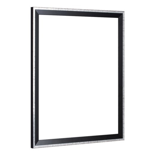 Schrägansicht eines stilvollen Bilderrahmens im Farbton Schwarz Silberglanz
