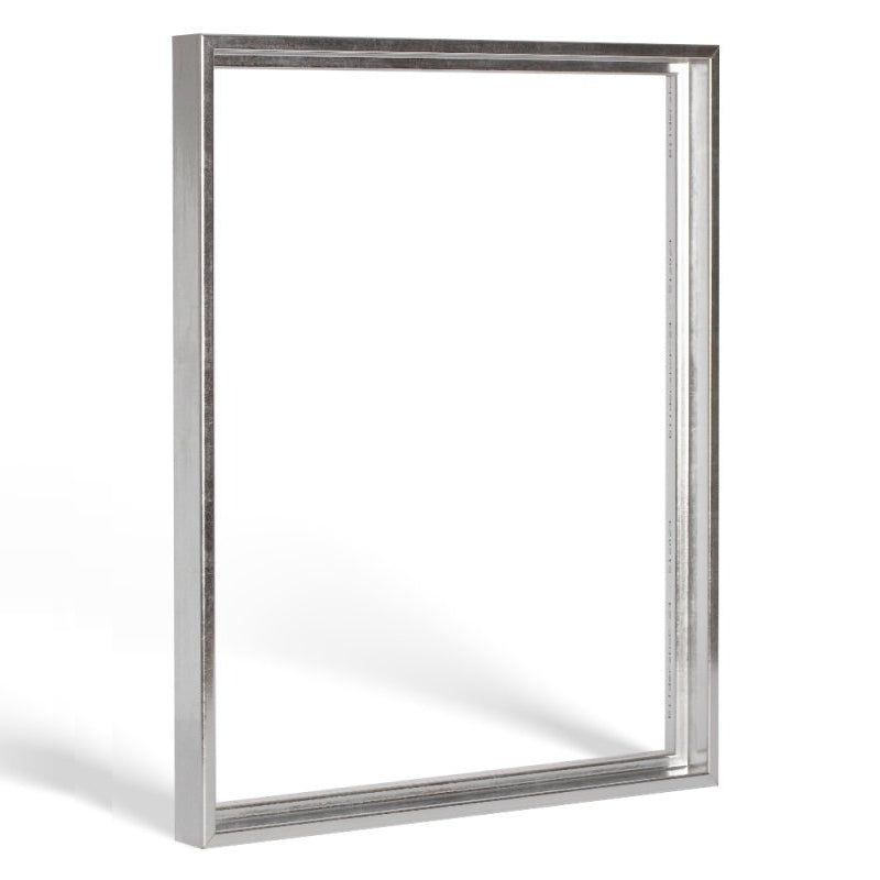 Moderner Schattenfugenrahmen in Silberglanz Vintage-Optik für Leinwandbilder auf Keilrahmen
