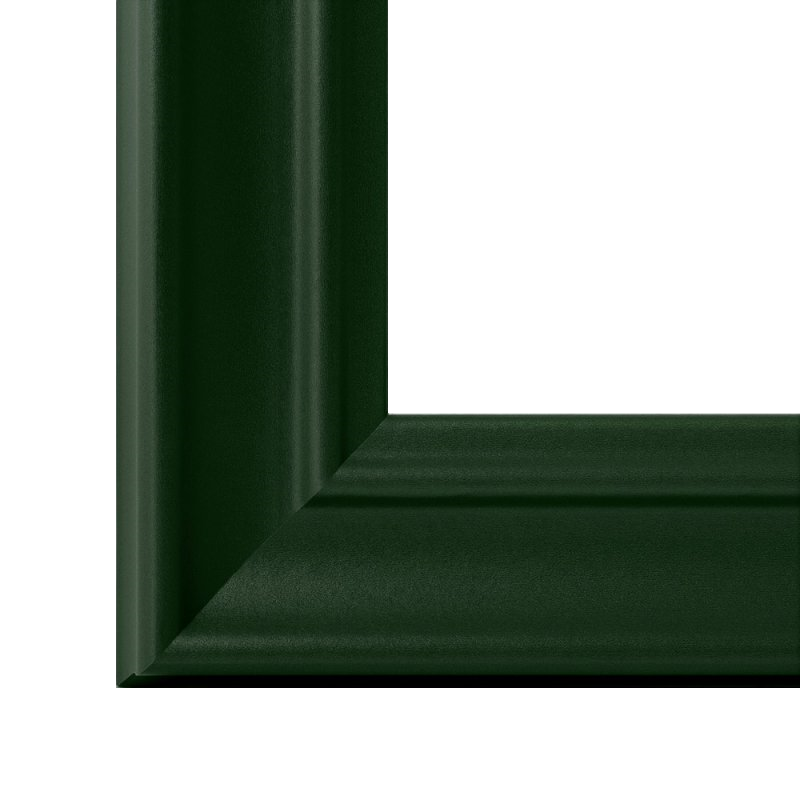 Gehrung eines Barock Bilderrahmens in Tannengrün mit hochwertiger Dekorfolie und einer hochwertigen Verarbeitung