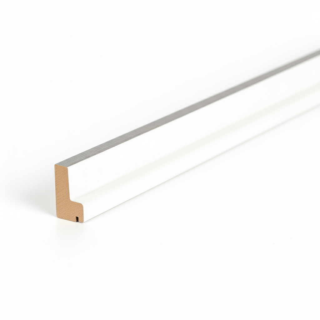 Schattenfugenrahmen-Profil aus MDF mit hochwertiger Weiß Grau Antik Dekorfolie.