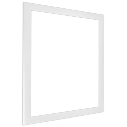 Bilderrahmen im Farbton Weiß ohne Bild zeigt von der Seite das leicht runde Rahmenprofil