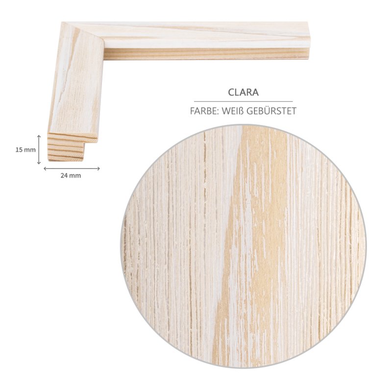 Doppelglasrahmen CLARA Fichte Weiß gebürstet