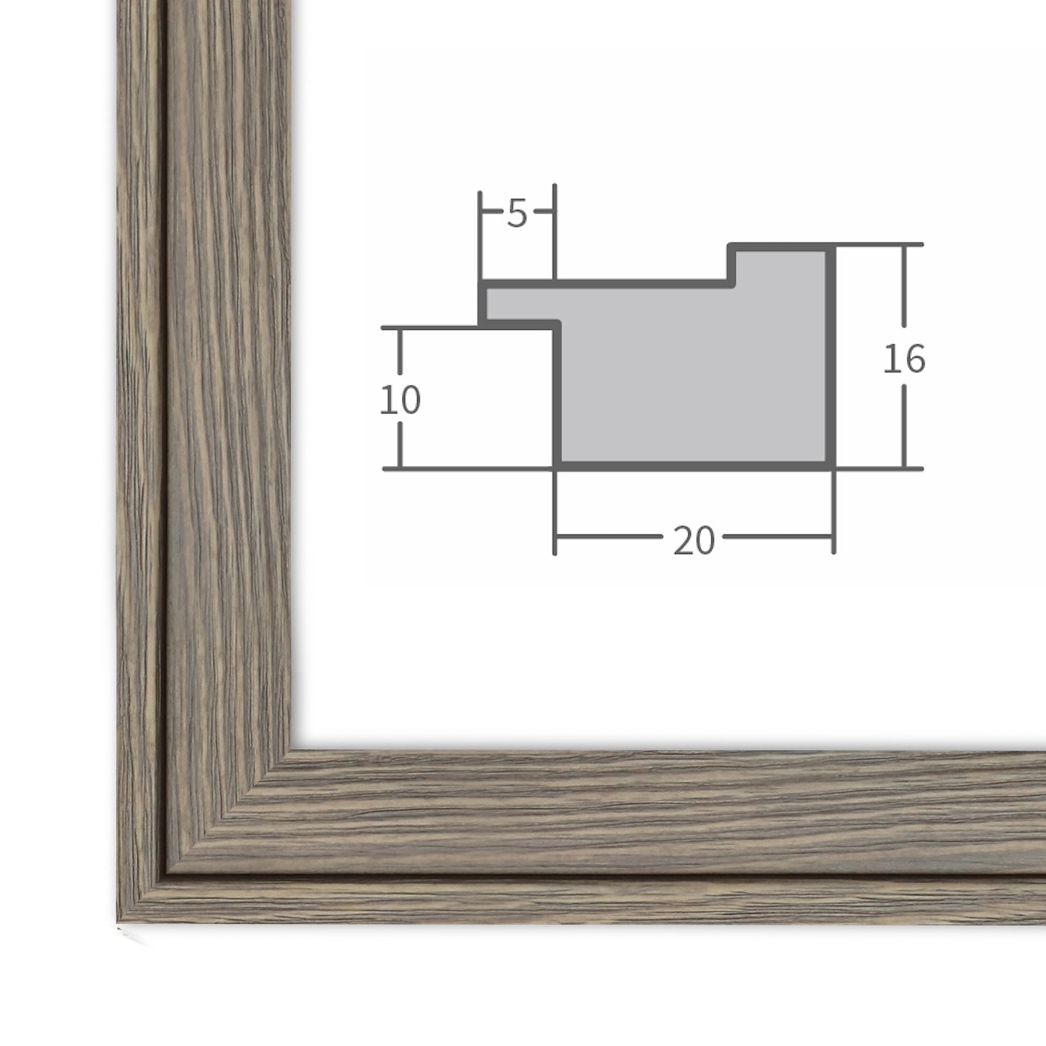 Bilderrahmen H120 Grau gemasert