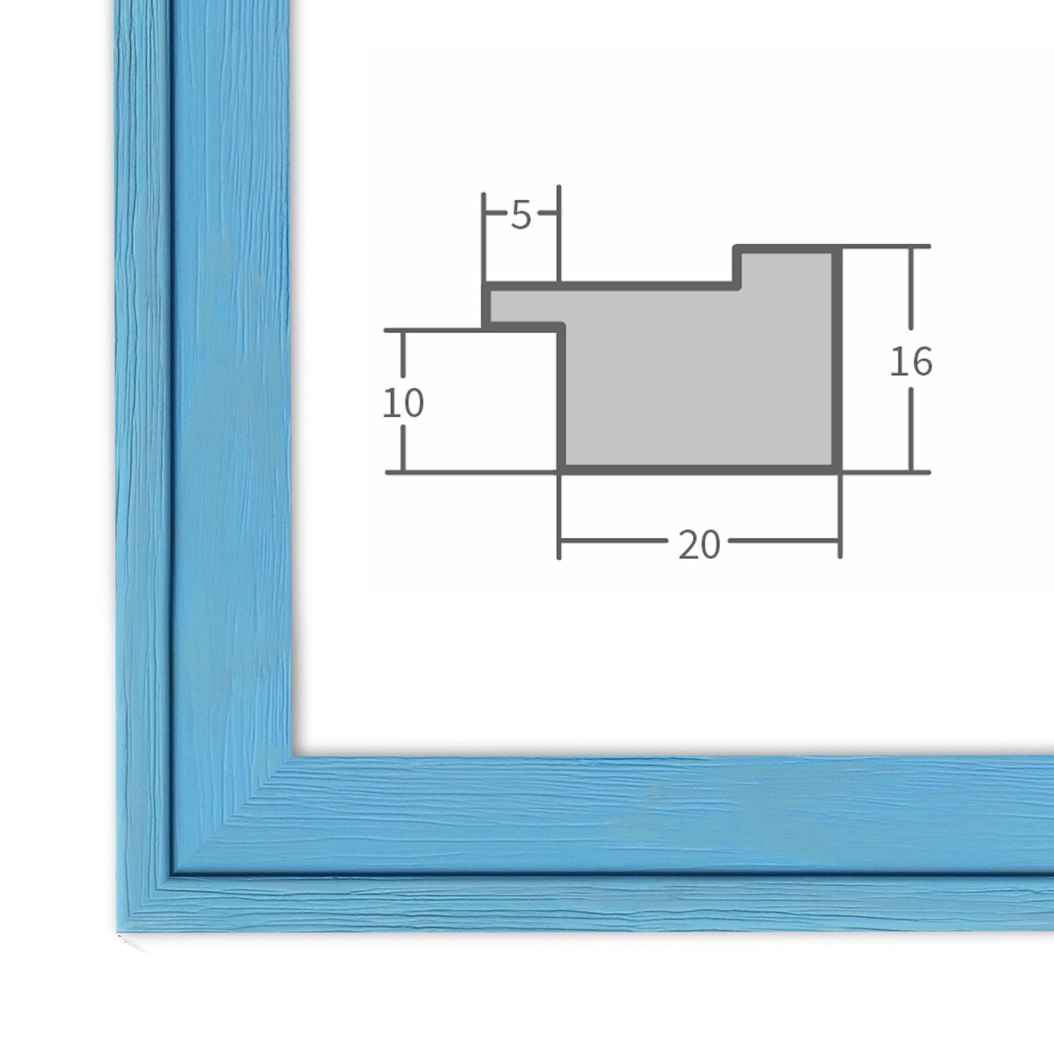 Bilderrahmen H120 Hellblau gemasert