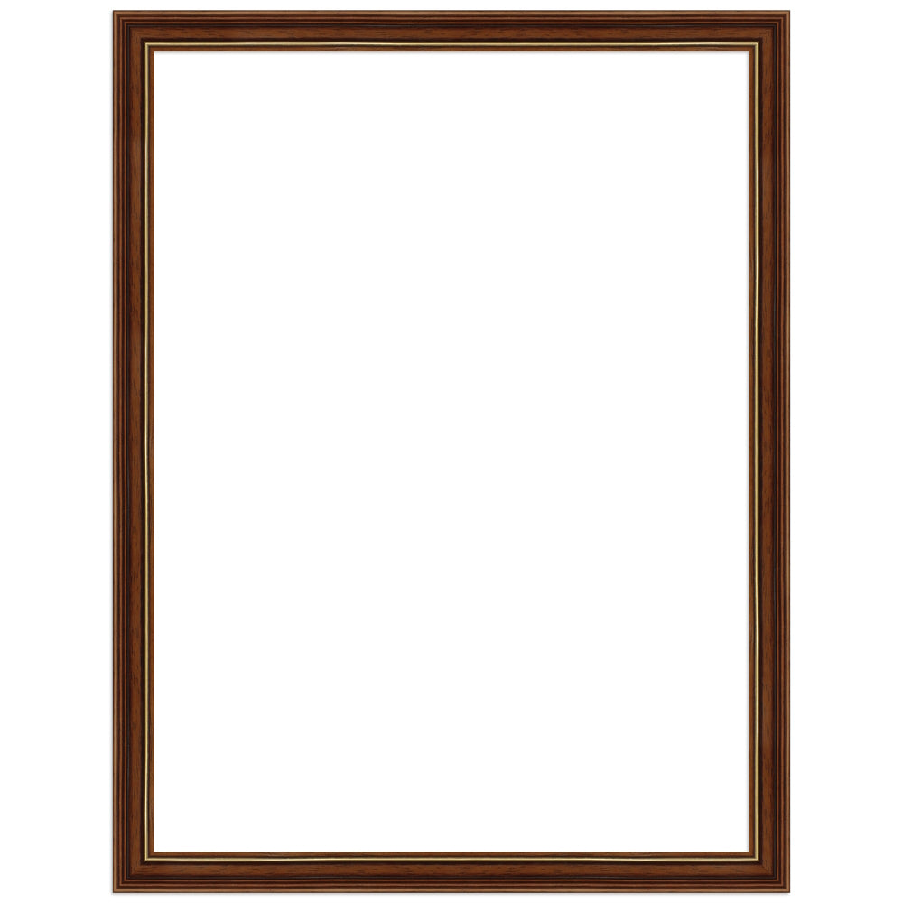 Klassischer brauner Holzrahmen mit feiner Goldkante – eleganter Bilderrahmen für Fotos, Kunstprints und stilvolle Wanddekoration.