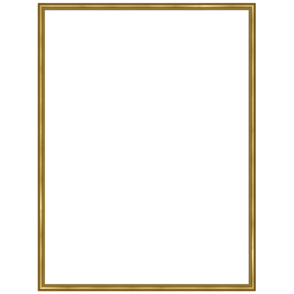 Schlanker Bilderrahmen aus goldenem Kunststoff, modern und elegant für Fotos, Poster oder Kunstprints.