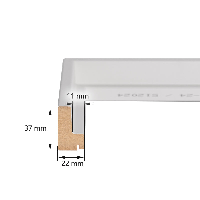 Technische Zeichnung eines Schattenfugenrahmen-Profils mit detaillierten Millimeter-Angaben zur Einbautiefe von Keilrahmen