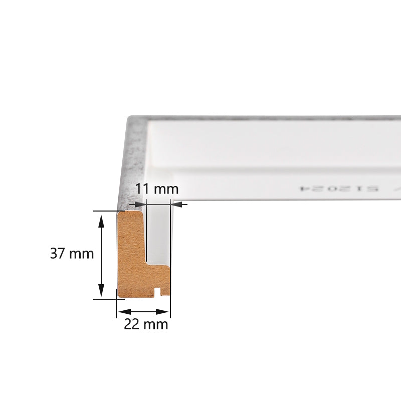 Technische Zeichnung eines Schattenfugenrahmen-Profils mit detaillierten Millimeter-Angaben zur Einbautiefe von Keilrahmen