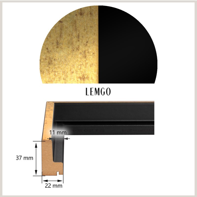 Schattenfugenrahmen Lemgo Schwarz Goldglanz Antik