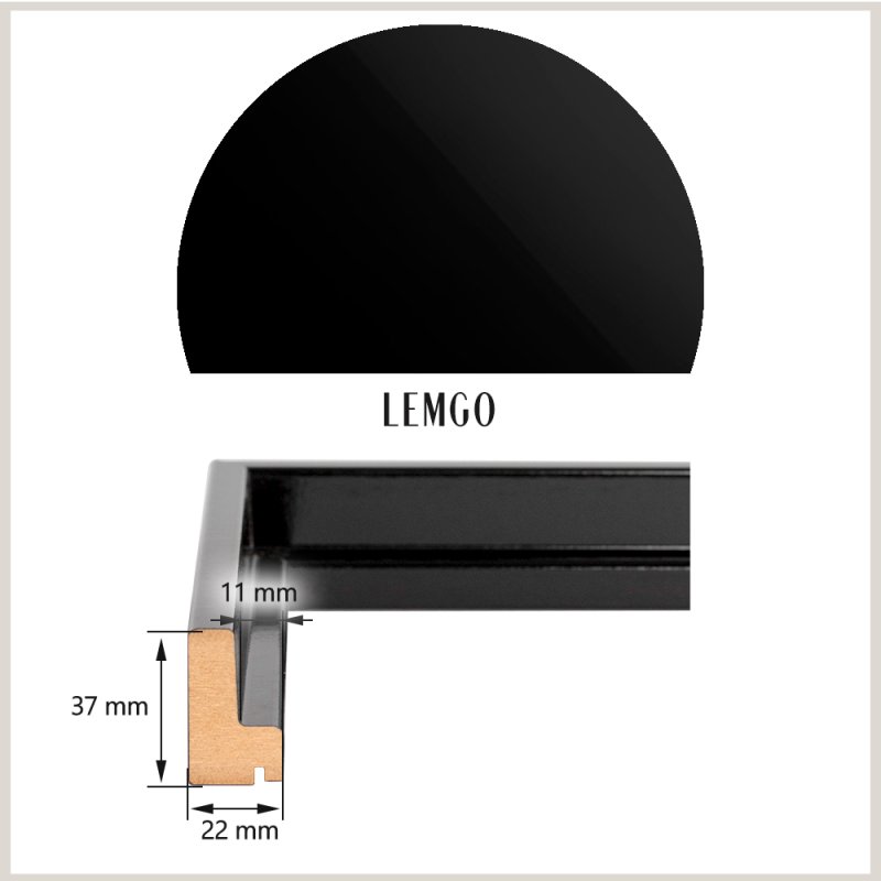Schattenfugenrahmen Lemgo Schwarz Hochglanz
