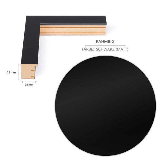 Eine Gehrung des Trikotrahmens zeigt das Profil im Detail sowie die Farbe der Dekorfolie. 