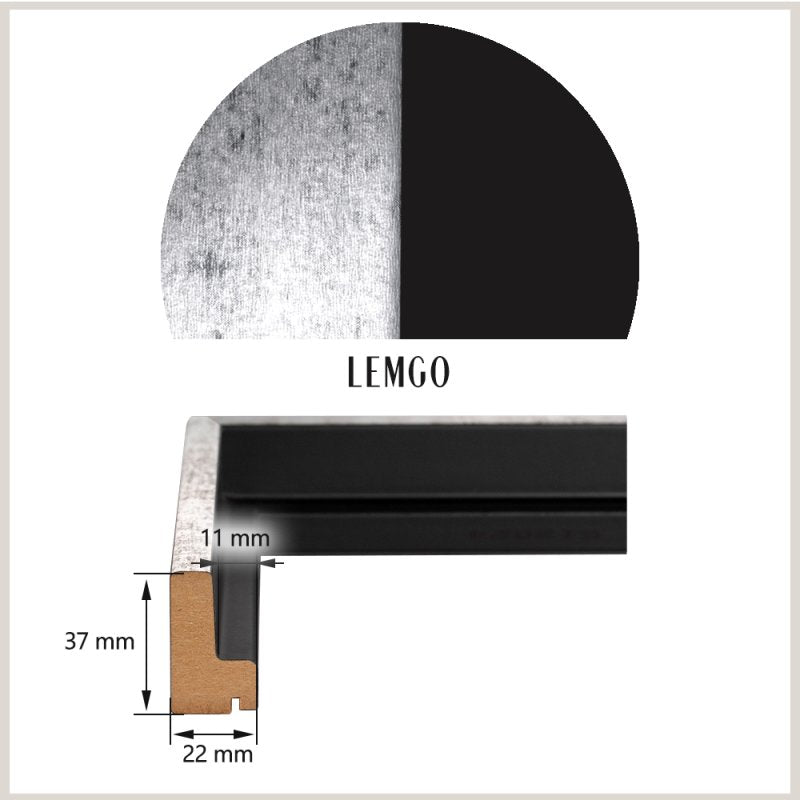 Schattenfugenrahmen Lemgo Schwarz Silberglanz Antik