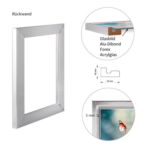 Schattenfugenrahmen Gladi 5 Weiß (matt)